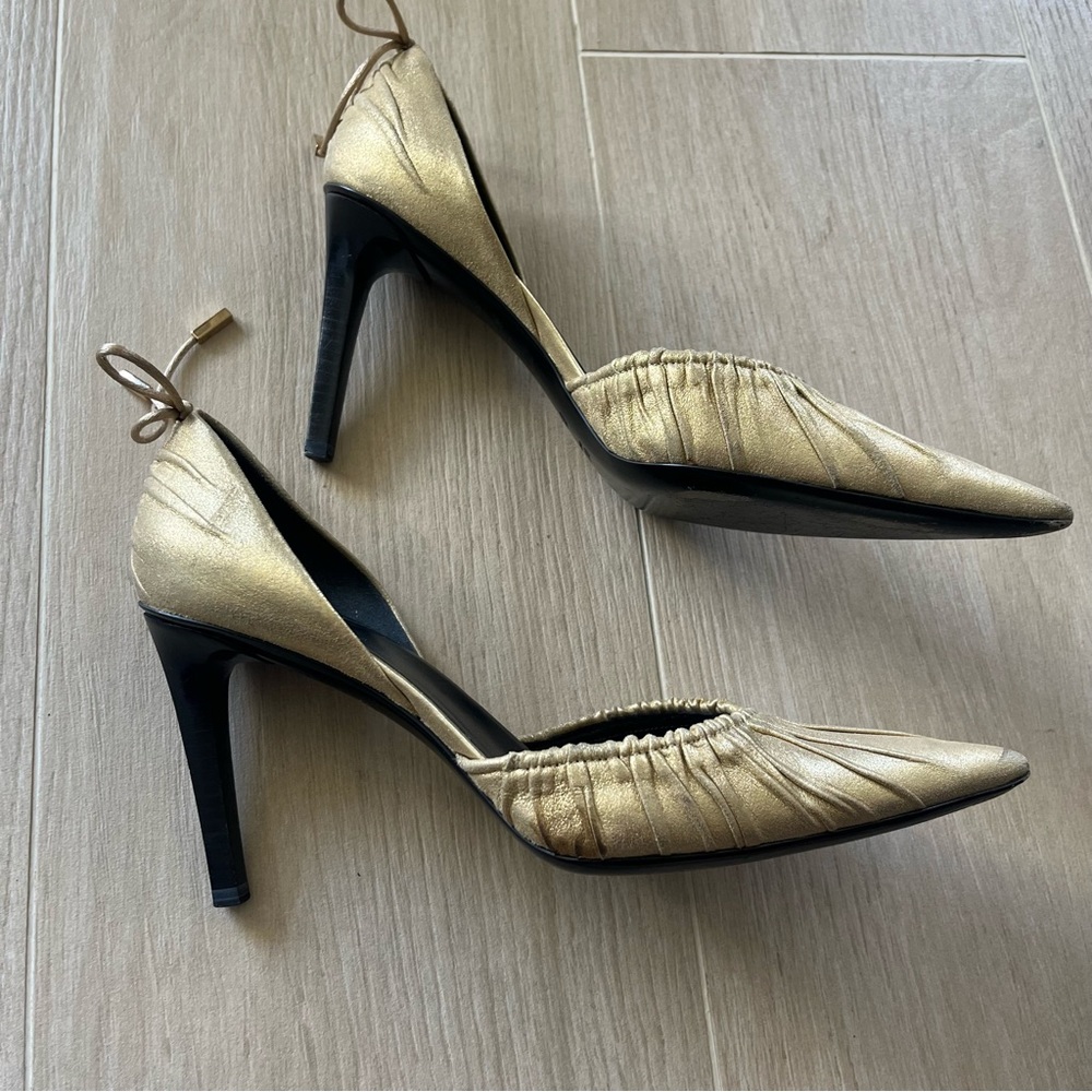ORIGINAL GUCCI Gold Pointed Toe D’Orsay HeelSize 6 1/2 - Picture 3 of 13